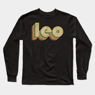 Leo // Vintage Rainbow Typography Style // 70s Long Sleeve T-Shirt